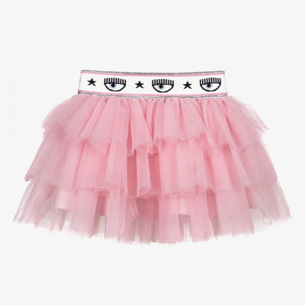 Chiara Ferragni Kids - Розовая юбка-пачка из тюля для девочек | Childrensalon
