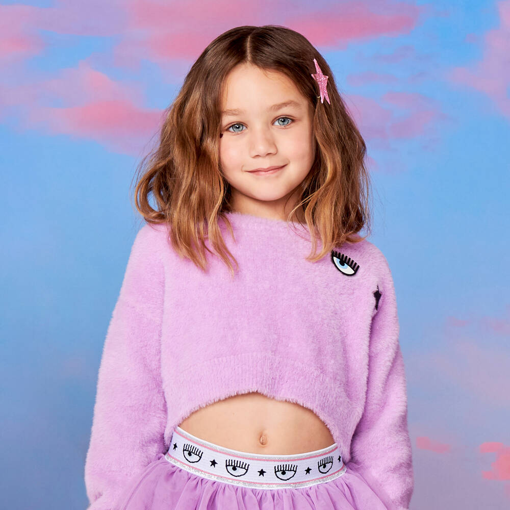 Chiara Ferragni Kids Girls Purple Eyestar Sweater