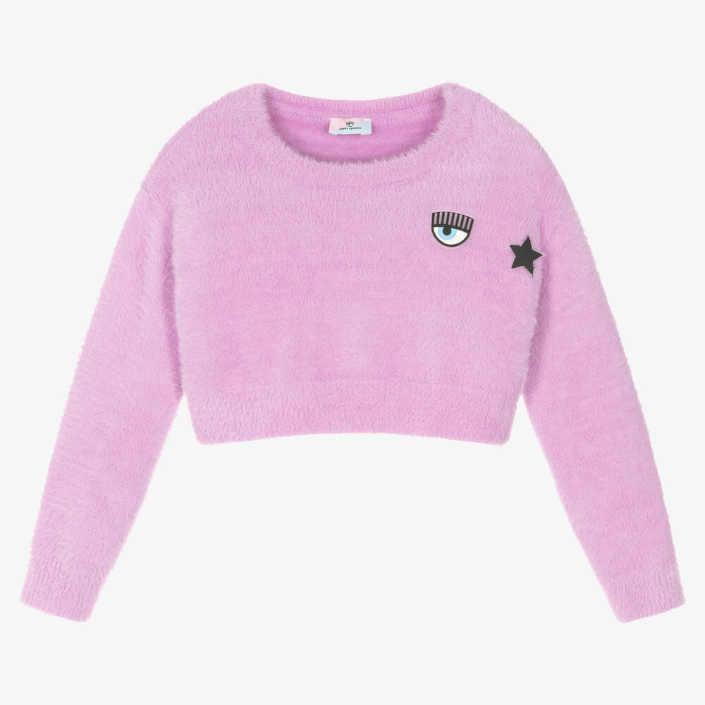 Chiara Ferragni Kids - Girls Purple Eyestar Sweater | Childrensalon