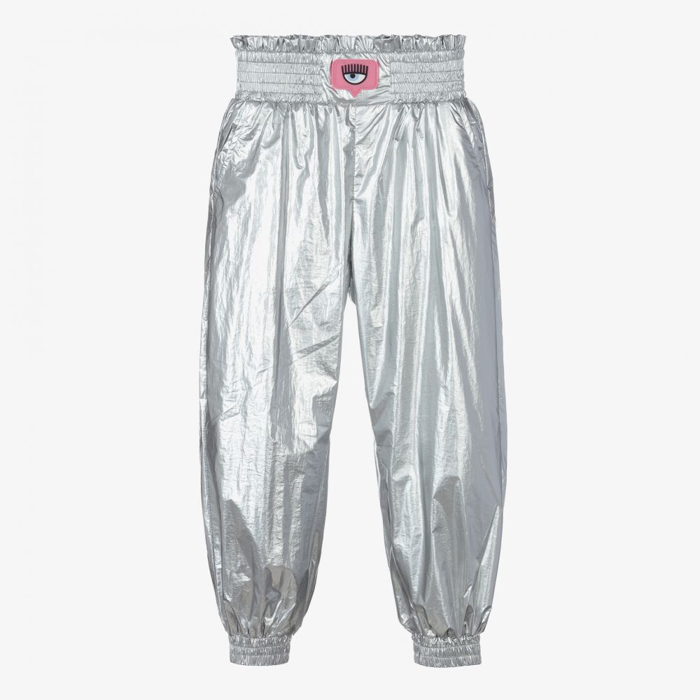 Chiara Ferragni Kids - Girls Silver Logo Joggers | Childrensalon