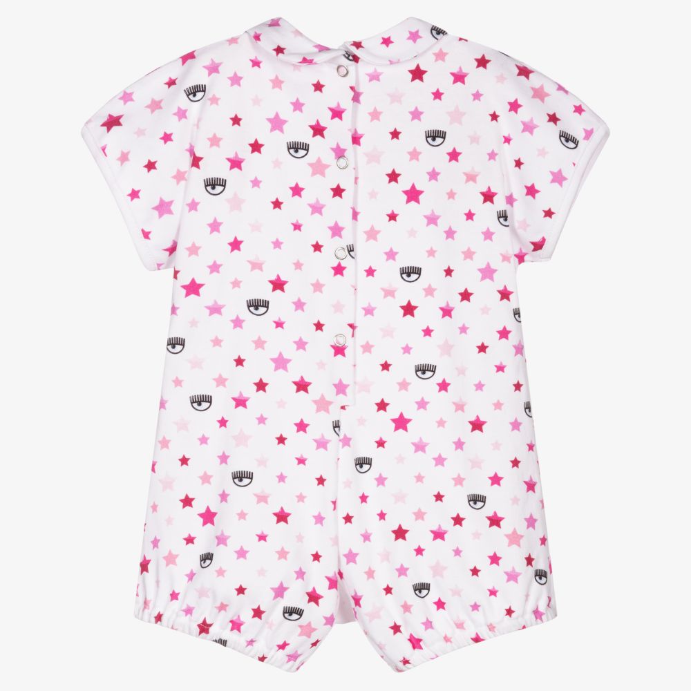 Chiara Ferragni Kids-Белый песочник с принтом | Childrensalon Outlet