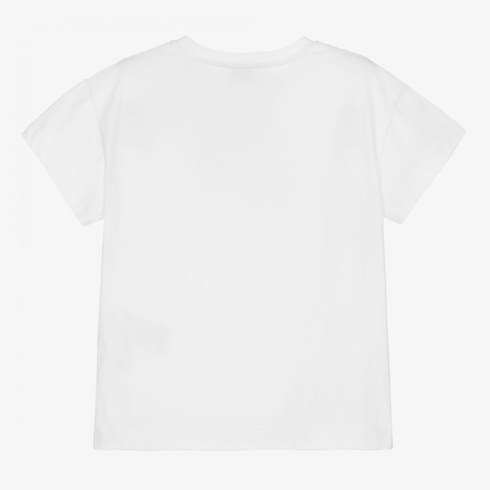 كيّارا فيراغني كيدز-تيشيرت قطن لون أبيض للبنات | Childrensalon Outlet