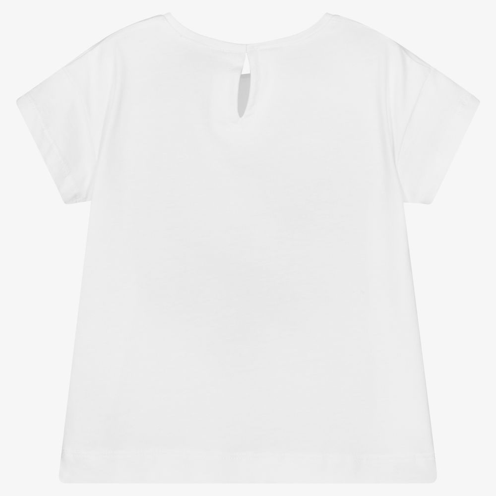 كيّارا فيراغني كيدز-تيشيرت قطن جيرسي لون أبيض للبنات | Childrensalon Outlet