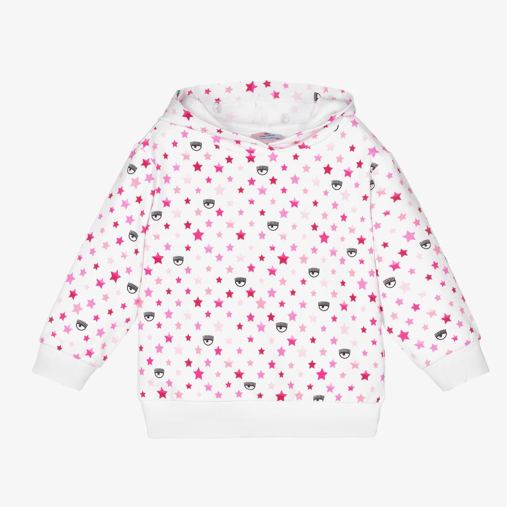 Chiara Ferragni Kids - Girls White & Pink Hoodie | Childrensalon