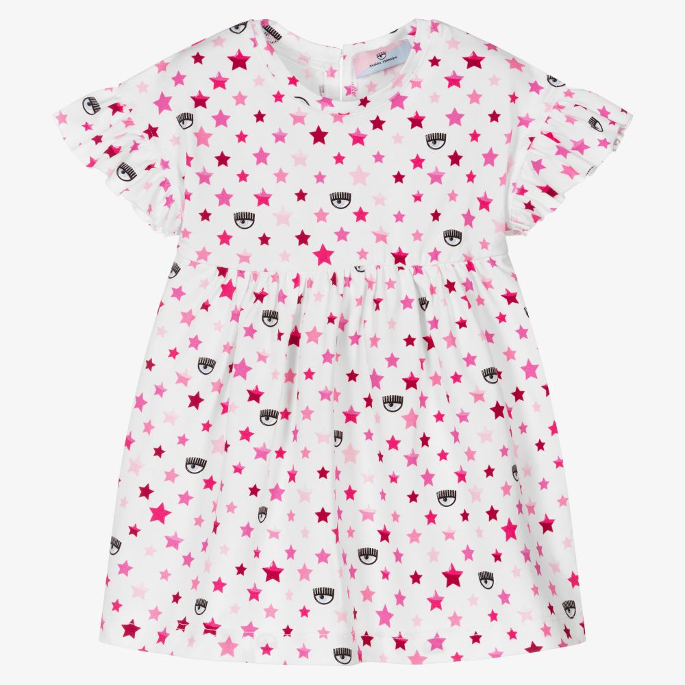 Chiara Ferragni Kids-Girls White & Pink Logo Dress | Childrensalon Outlet