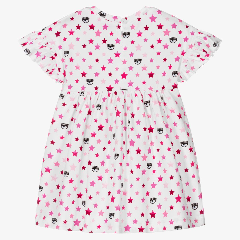 Chiara Ferragni Kids-Бело-розовое платье для девочек | Childrensalon Outlet