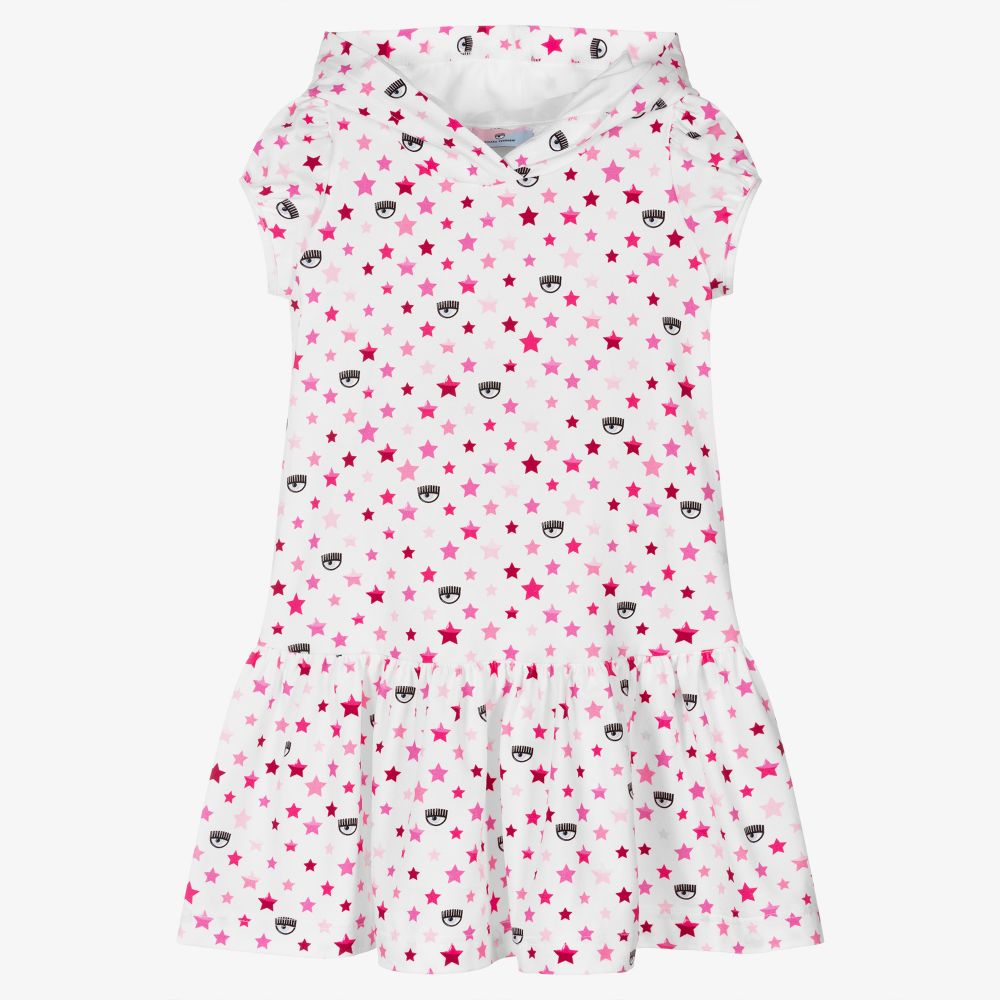 Chiara Ferragni Kids-Бело-розовое платье для девочек | Childrensalon Outlet