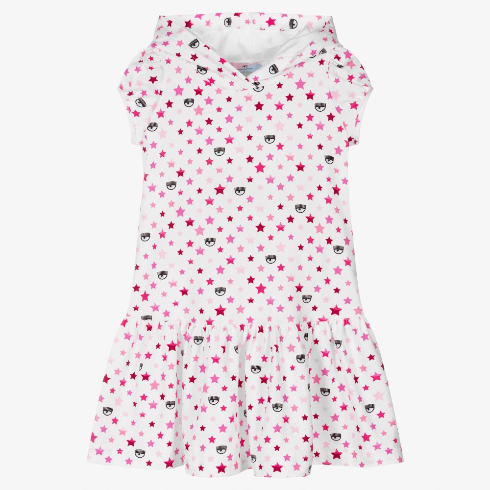 Chiara Ferragni Kids - Girls White & Pink Logo Dress | Childrensalon