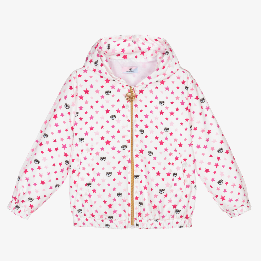 Chiara Ferragni Kids-Girls White & Pink Logo Jacket | Childrensalon Outlet