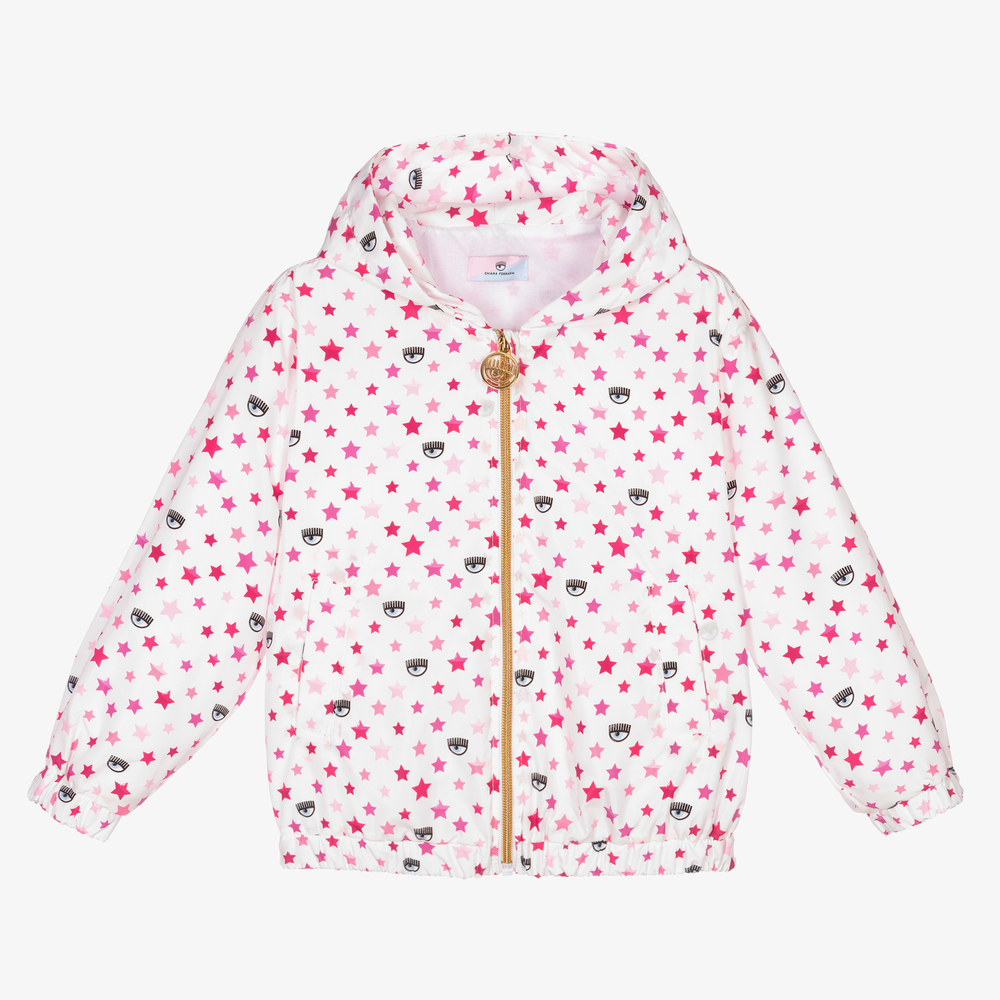 Chiara Ferragni Kids - Jacke in Weiß und Pink (M) | Childrensalon