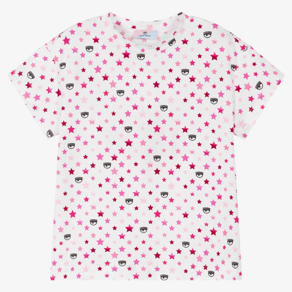 Chiara Ferragni Kids-Girls White & Pink T-Shirt | Childrensalon Outlet