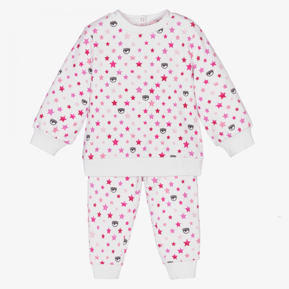 Chiara Ferragni Kids-Girls White & Pink Tracksuit | Childrensalon Outlet