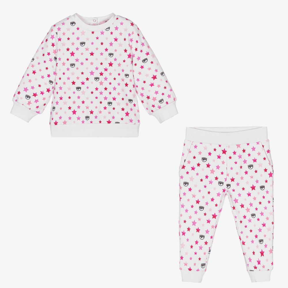 Chiara Ferragni Kids-Girls White & Pink Tracksuit | Childrensalon Outlet