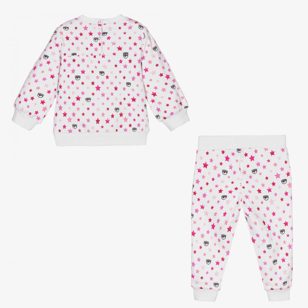Chiara Ferragni Kids-Girls White & Pink Tracksuit | Childrensalon Outlet