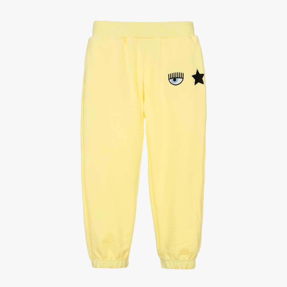 Chiara Ferragni Kids - Girls Yellow Eyestar Cotton Joggers | Childrensalon