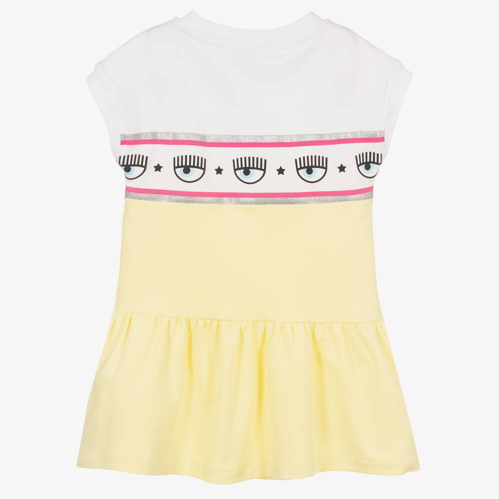 كيّارا فيراغني كيدز-فستان قطن جيرسي لون أصفر | Childrensalon Outlet