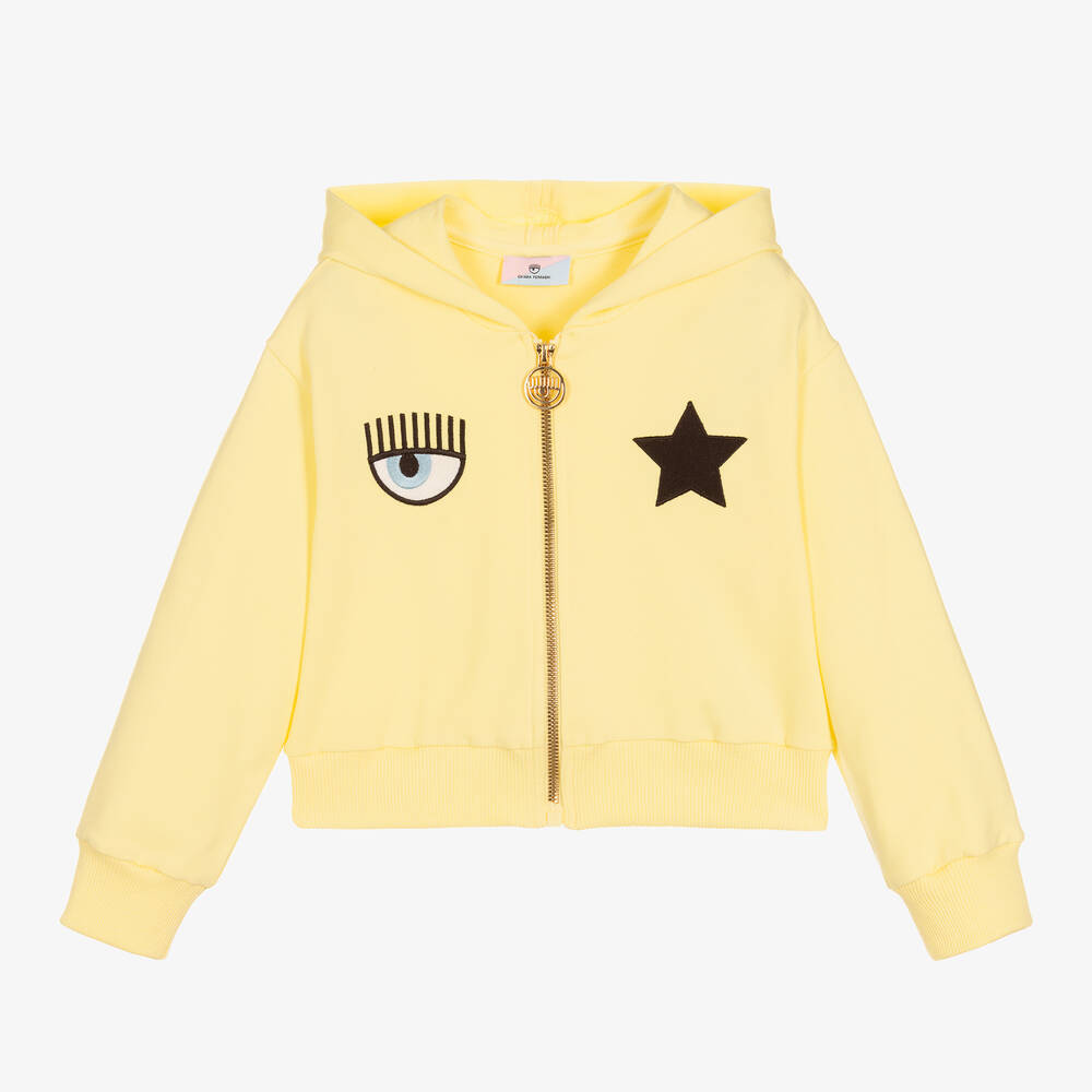 Chiara Ferragni Kids - Haut jaune zippé en coton fille  | Childrensalon