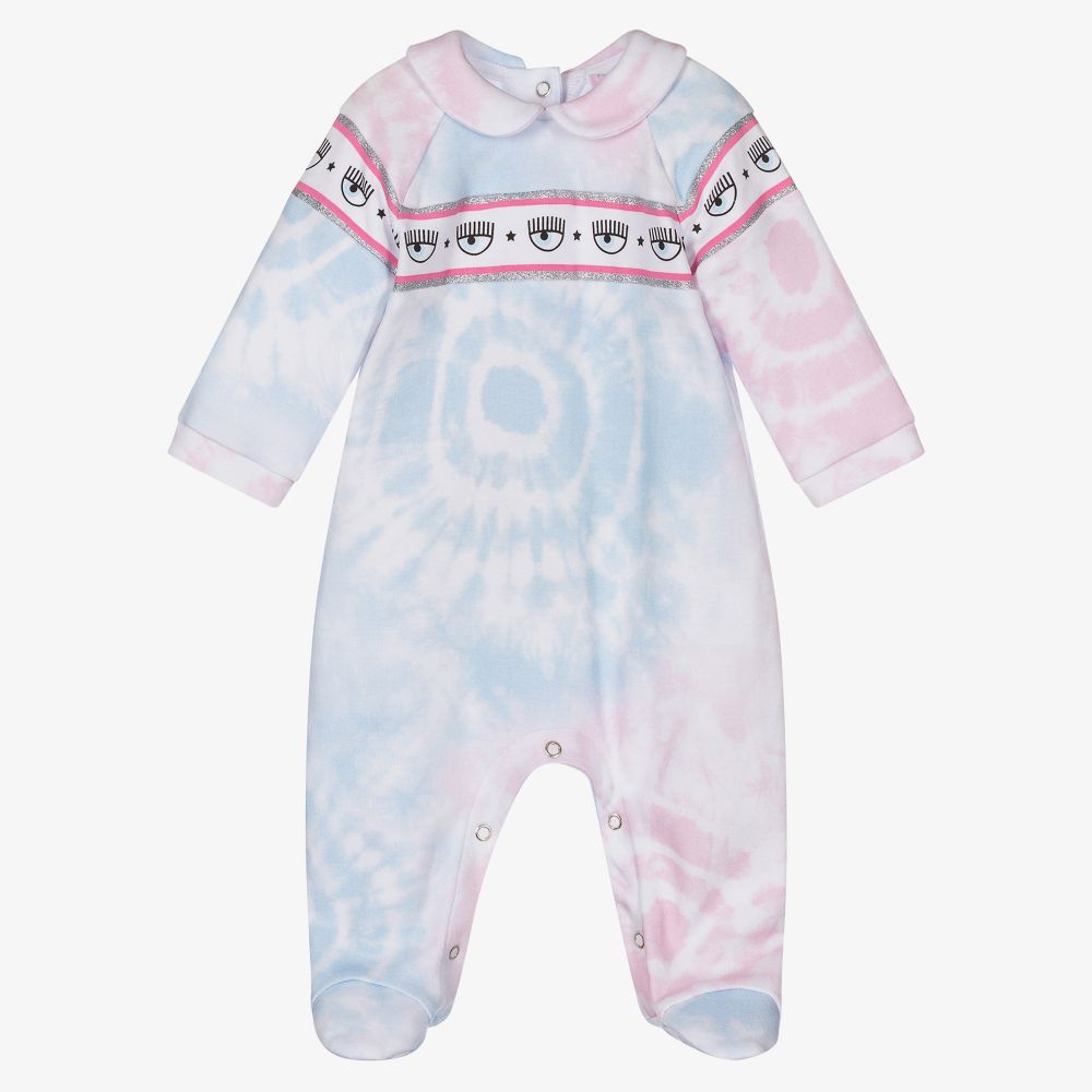 Chiara Ferragni Kids-Pink & Blue Tie Dye Babygrow  | Childrensalon Outlet