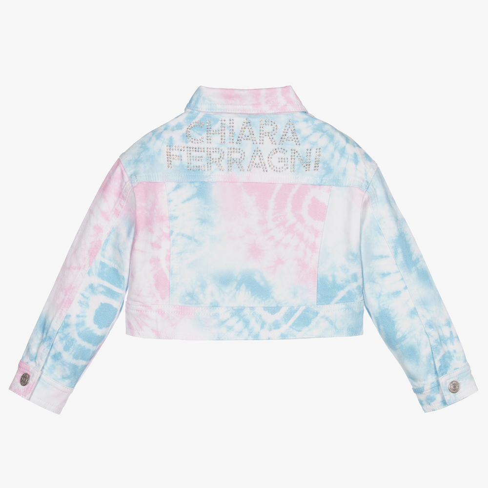Chiara Ferragni Kids-Розово-голубая куртка с эффектом тай-дай | Childrensalon Outlet
