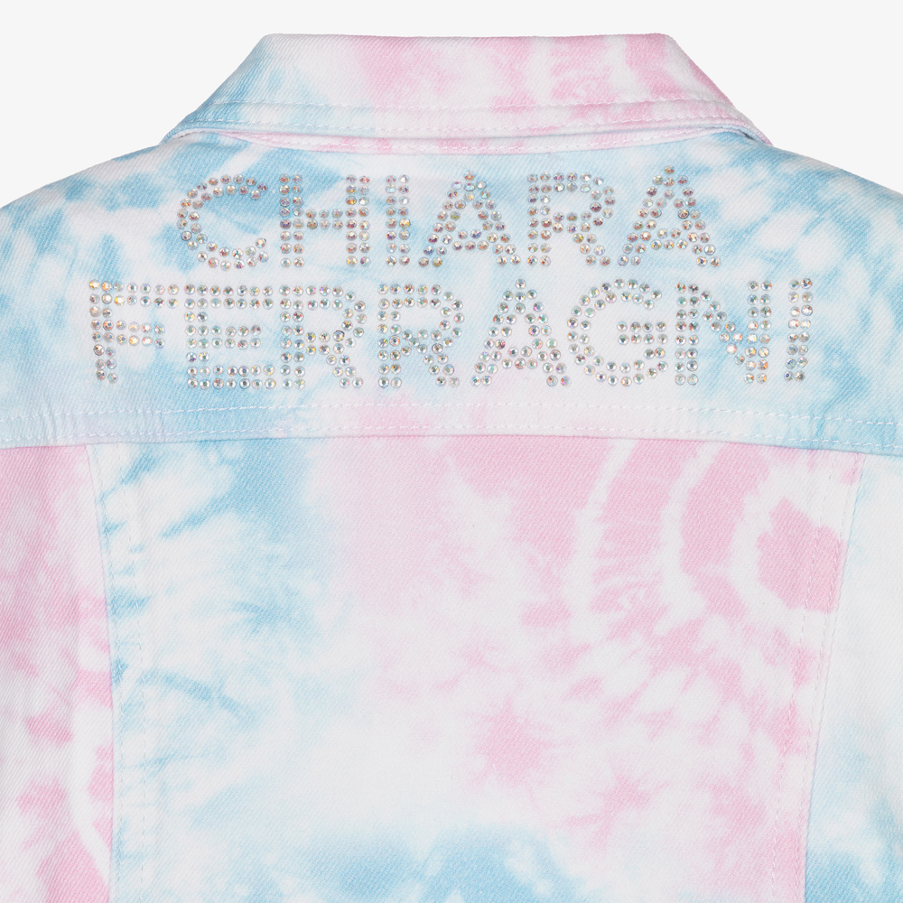 Chiara Ferragni Kids-Розово-голубая куртка с эффектом тай-дай | Childrensalon Outlet