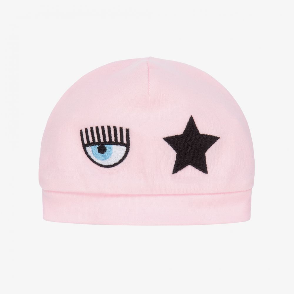 Chiara Ferragni Kids - Розовая хлопковая шапка с глазом и звездой для малышей | Childrensalon