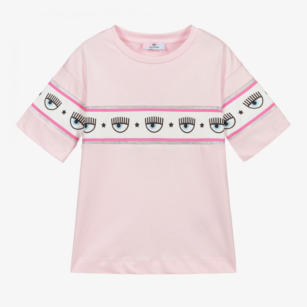Chiara Ferragni Kids - Розовая хлопковая футболка | Childrensalon