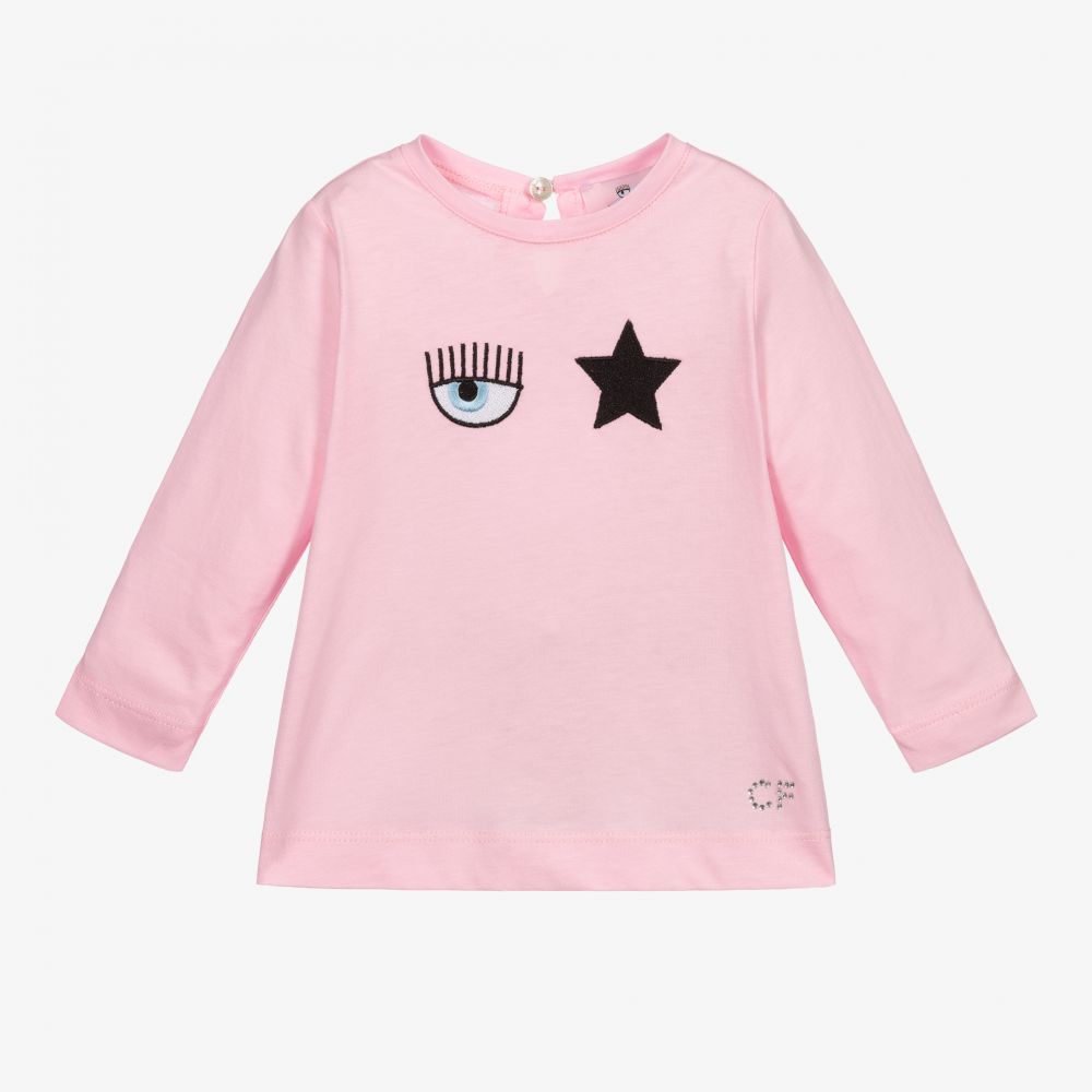 Chiara Ferragni Kids - Pink Cotton Logo Top | Childrensalon