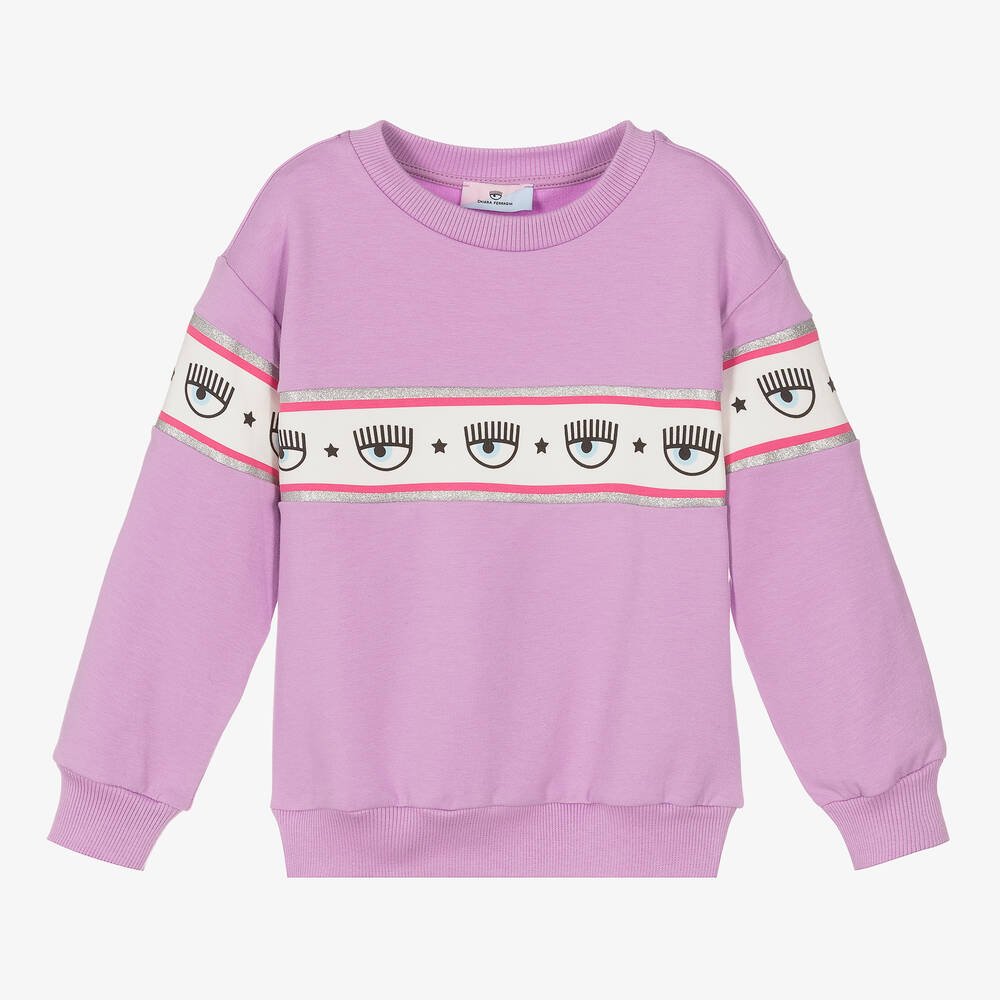 Chiara Ferragni Kids - Purple Cotton Logo Sweatshirt | Childrensalon