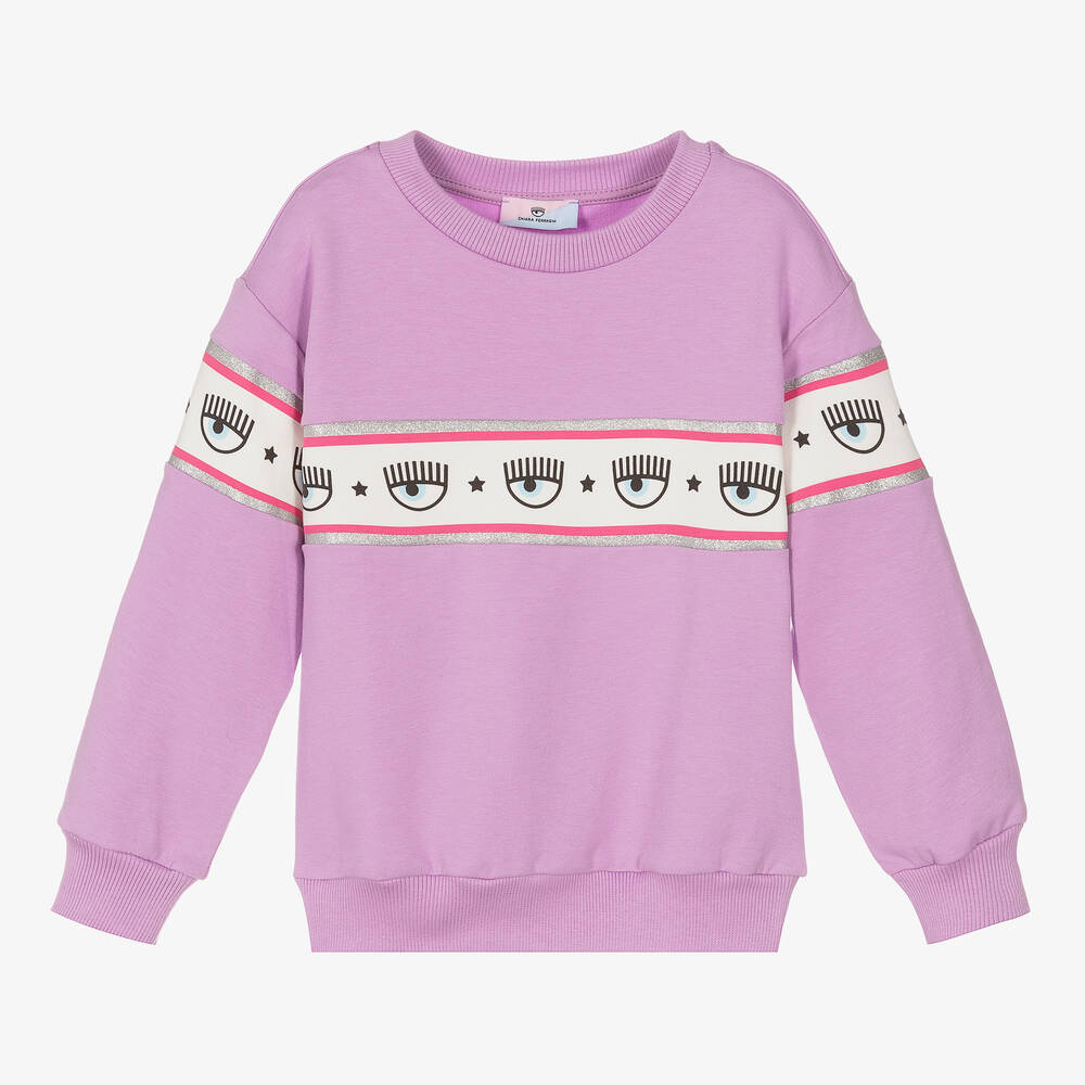 Chiara Ferragni Kids-Purple Cotton Logo Sweatshirt | Childrensalon Outlet