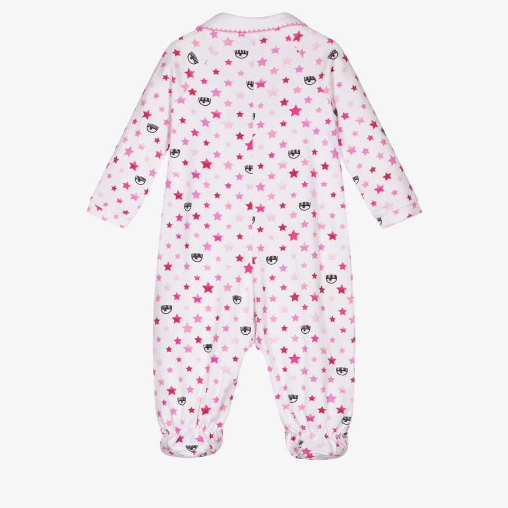 Chiara Ferragni Kids-White Cotton Logo Babygrow | Childrensalon Outlet