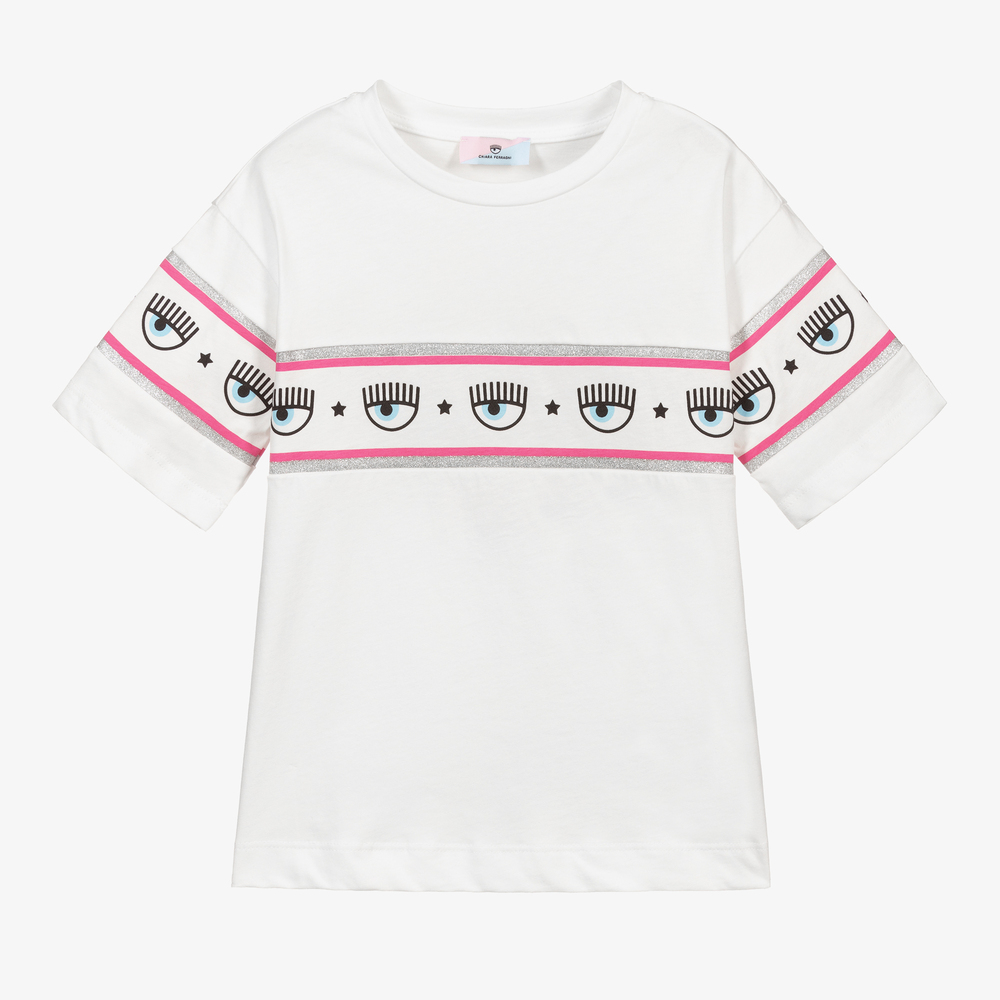 Chiara Ferragni Kids - White Cotton Logo T-Shirt | Childrensalon