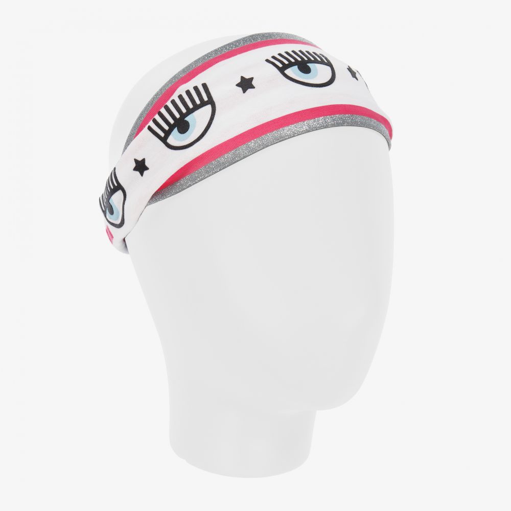 كيّارا فيراغني كيدز-طوق للرأس قطن لون أبيض وزهري للبنات | Childrensalon Outlet