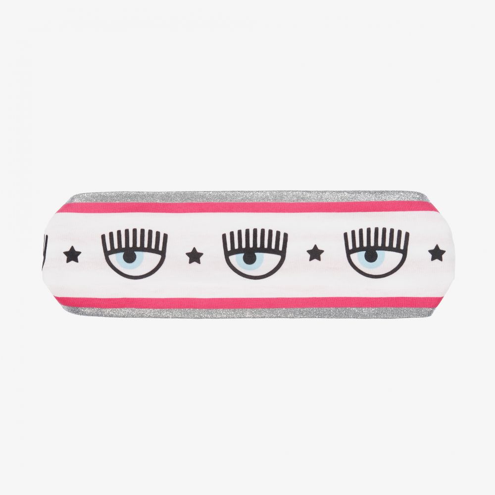 Chiara Ferragni Kids-White & Pink Logo Headband | Childrensalon Outlet