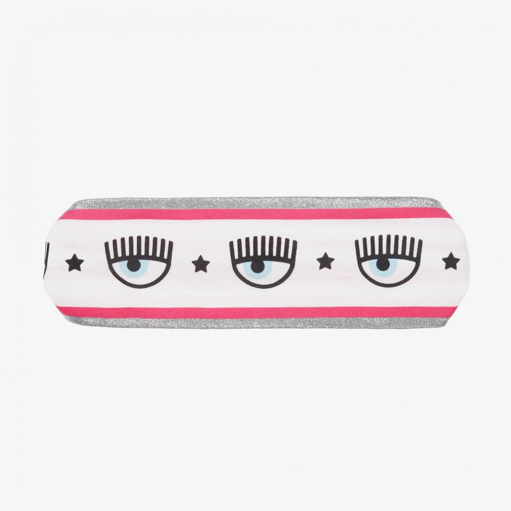 Chiara Ferragni Kids - White & Pink Logo Headband | Childrensalon