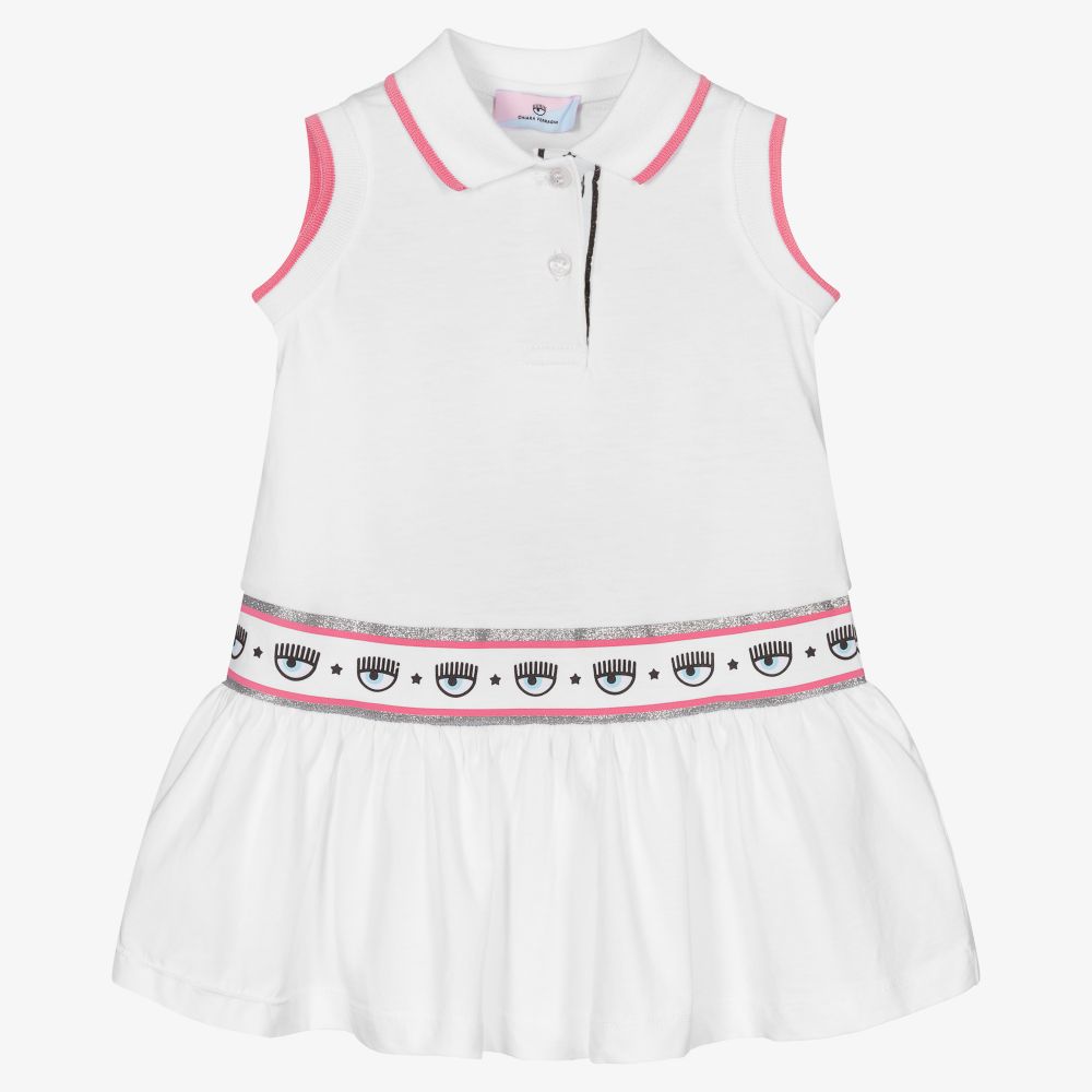 Chiara Ferragni Kids - White Polo Logo Dress Set | Childrensalon