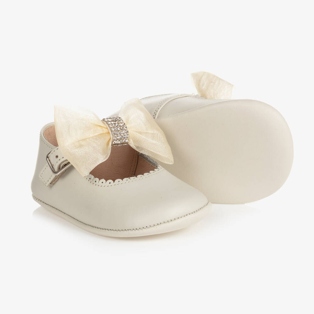 Children's Classics - Chaussons en cuir mat beige pour bébé | Childrensalon