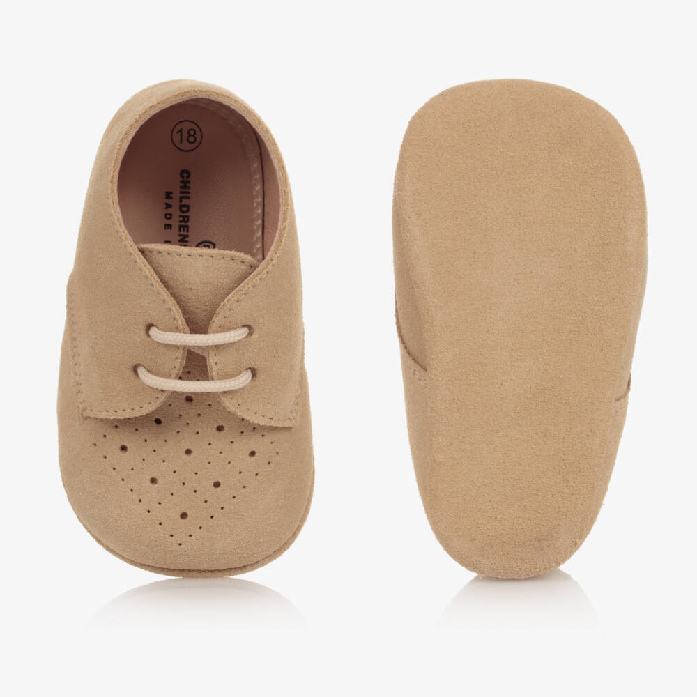 Children's Classics-Beige Suede Baby Pre-Walker Shoes | Childrensalon Outlet