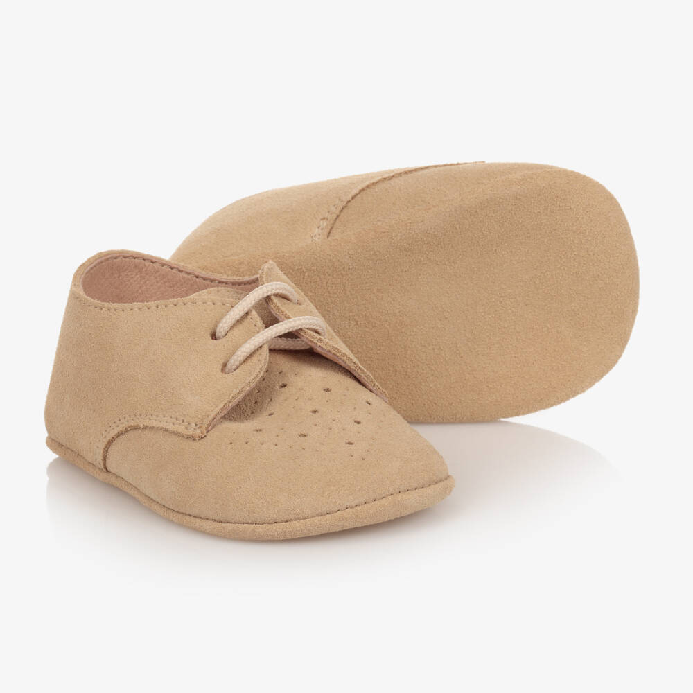 Children's Classics-Beige Suede Baby Pre-Walker Shoes | Childrensalon Outlet