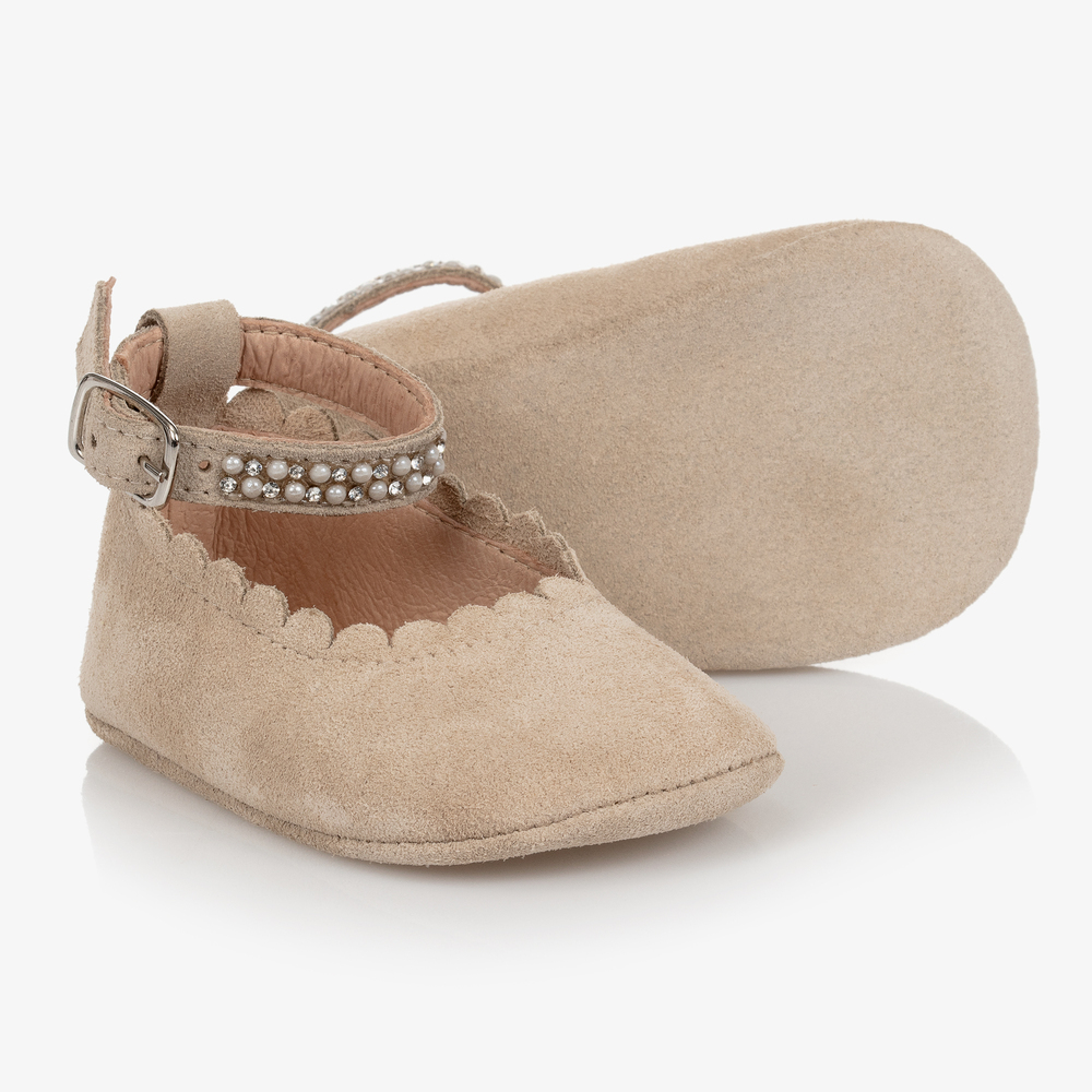 Children's Classics - Beige Wildleder-Krabbelschuhe | Childrensalon