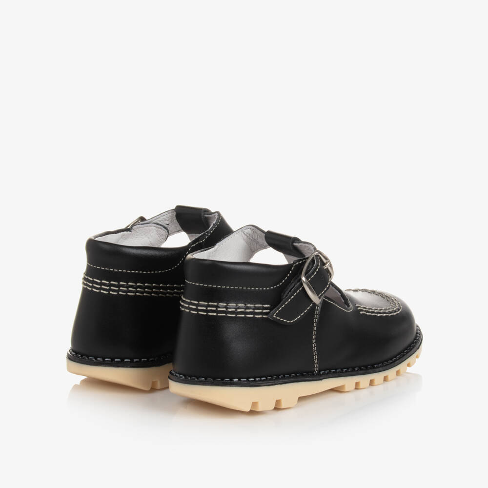 Children's Classics-Black Leather T-Bar Shoes | Childrensalon Outlet