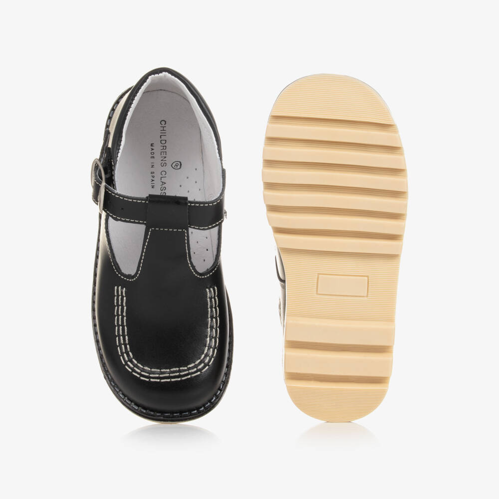 Children's Classics-Black Leather T-Bar Shoes | Childrensalon Outlet