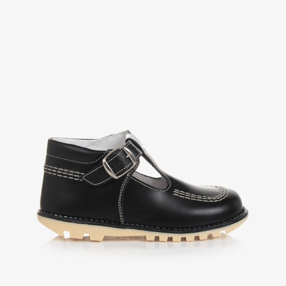 Children's Classics-Black Leather T-Bar Shoes | Childrensalon Outlet