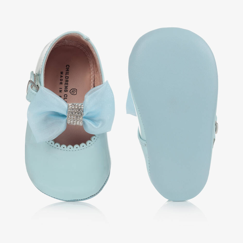 تشيلدرن كلاسيكس-حذاء أطفال بناتي جلد لون أزرق لامع لمرحلة قبل المشي | Childrensalon Outlet