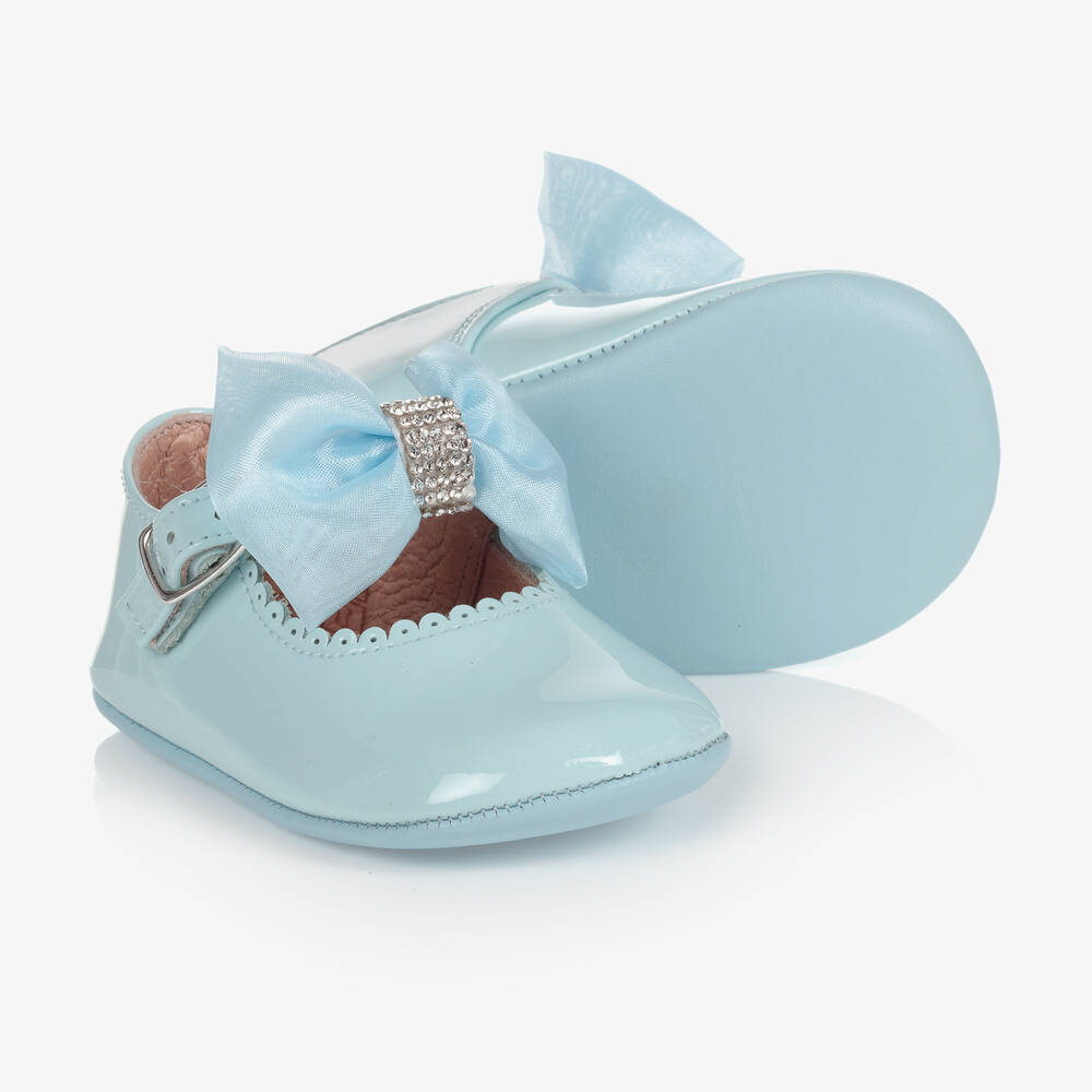 Children's Classics - حذاء أطفال بناتي جلد لون أزرق لامع لمرحلة قبل المشي | Childrensalon