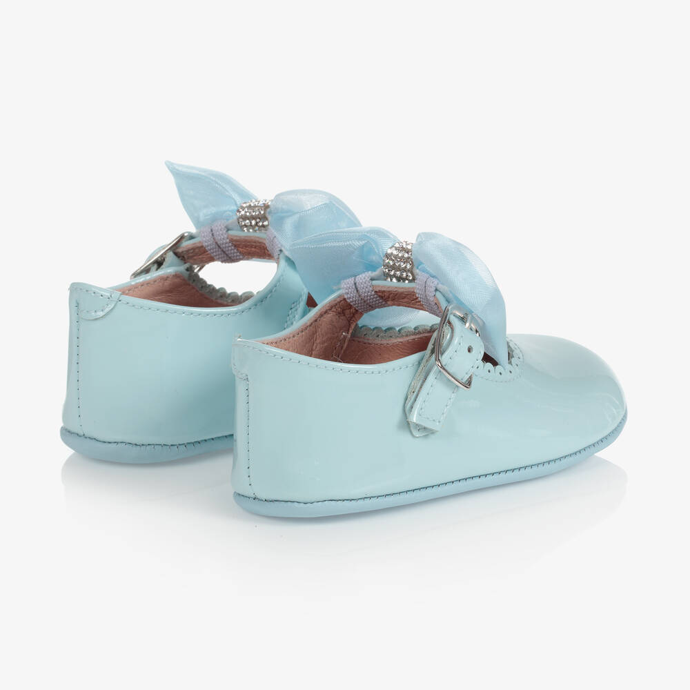 تشيلدرن كلاسيكس-حذاء أطفال بناتي جلد لون أزرق لامع لمرحلة قبل المشي | Childrensalon Outlet
