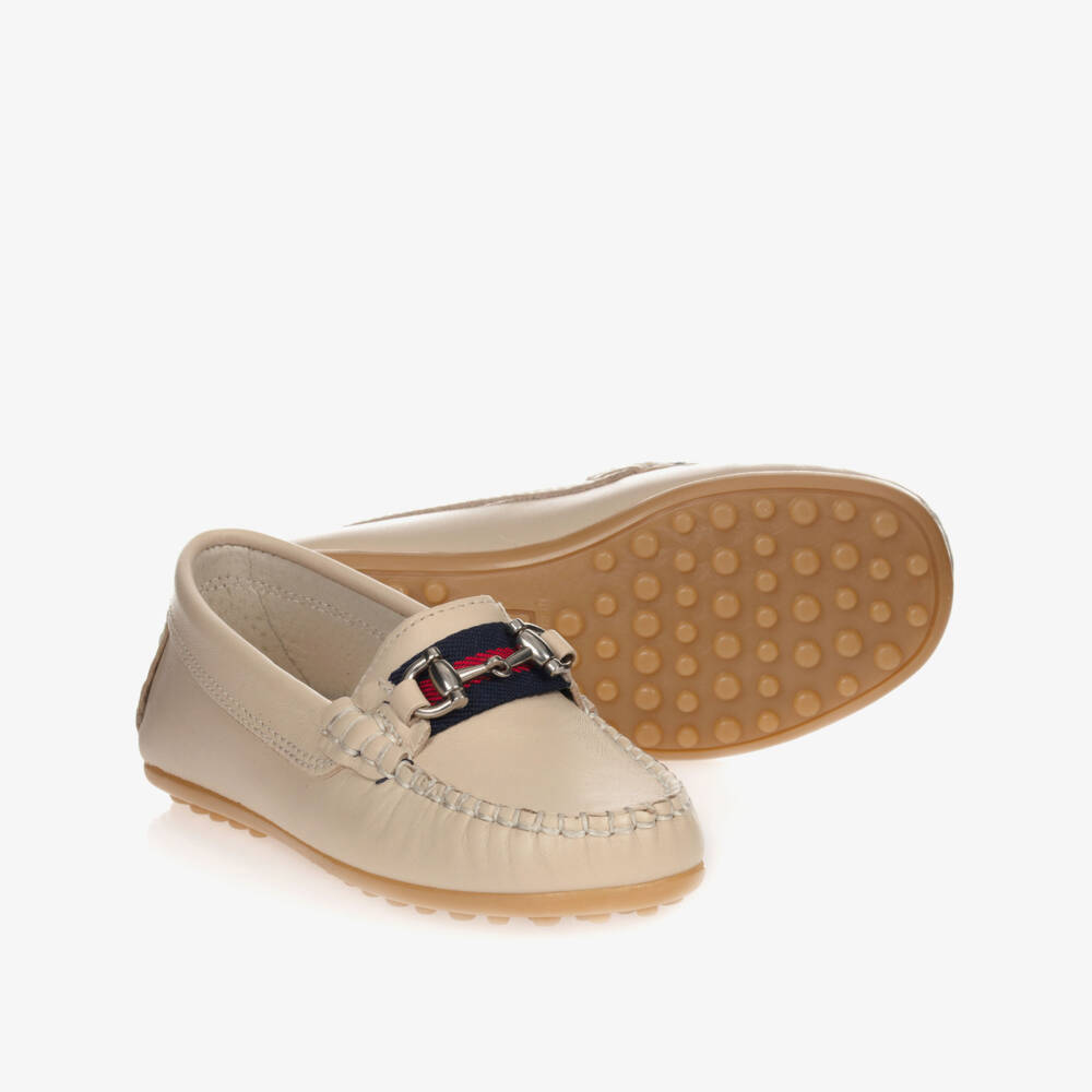 Children's Classics-Boys Beige Leather Penny Loafers | Childrensalon Outlet