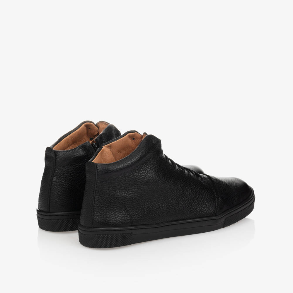 Children's Classics-Boys Black Leather Ankle Trainers | Childrensalon Outlet