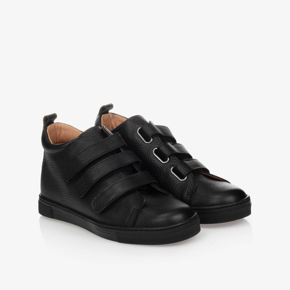 Children's Classics-Boys Black Leather High Top Trainers | Childrensalon Outlet