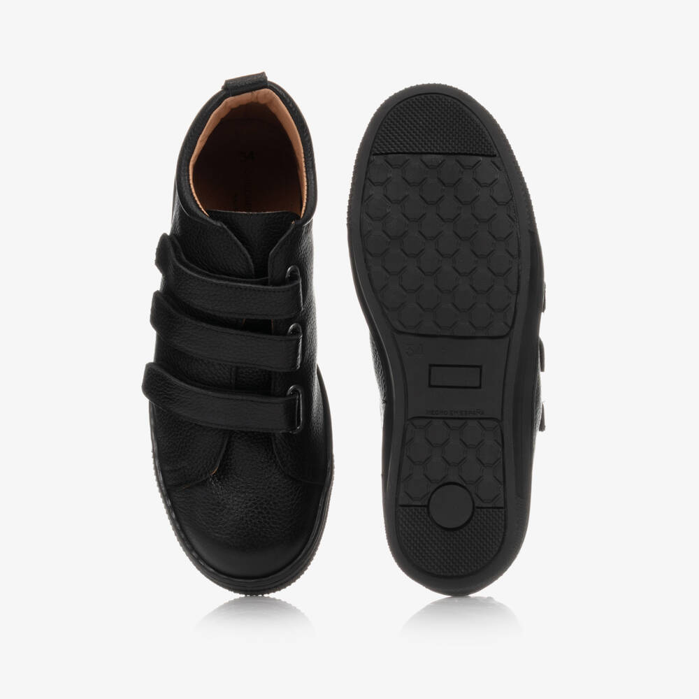 Children's Classics-Boys Black Leather High Top Trainers | Childrensalon Outlet