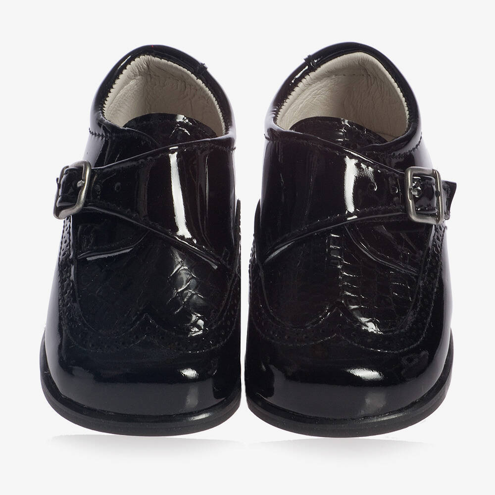Children's Classics-حذاء جلد لامع لون أسود للاولاد  | Childrensalon Outlet